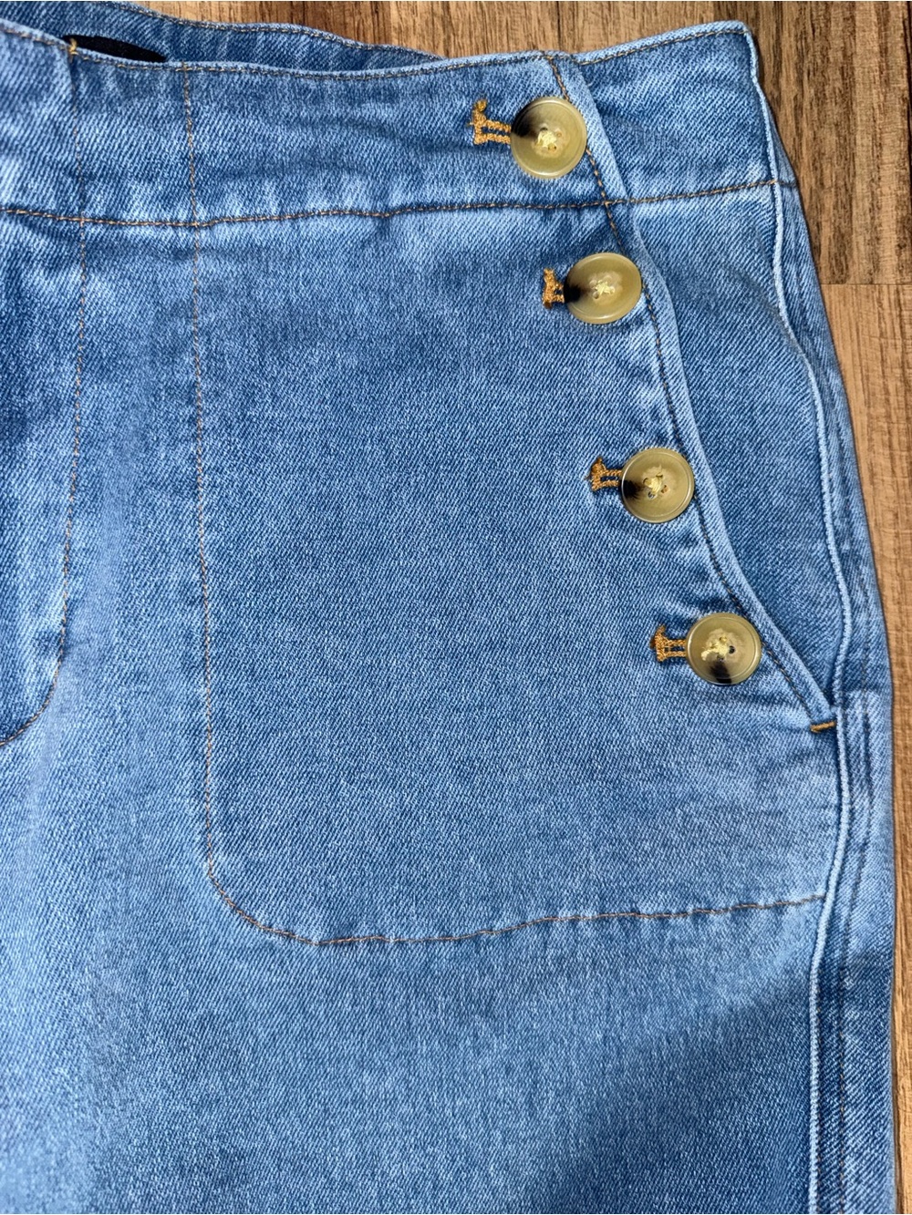 Talbots High-Waist Sailor Button Denim Jeans - Light Blue - Picture 5 of 9